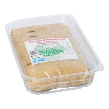 Choucroute cuisinée à la graisse de canard, Riesling et lardons en barquette/sachet de 1kg